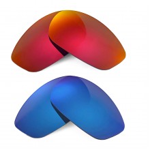 Walleva Polarized Fire Red + Ice Blue Replacement Lenses for Oakley Blender (OO4059 Series) Sunglasses